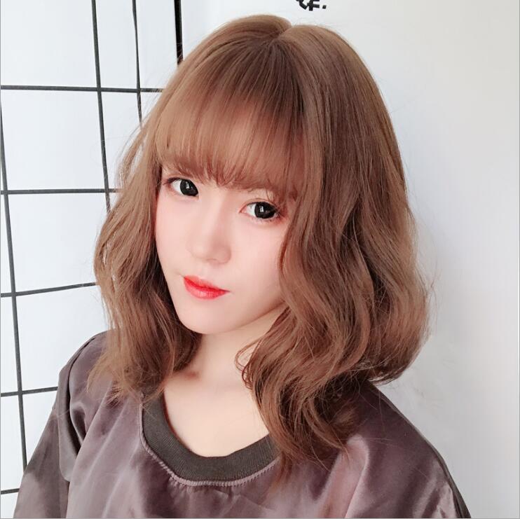 网红假发女空气刘海短卷发假发套自然蓬松修脸玉米烫短发假发头套在类目 美发护发/假发, 假发, 整顶假发中 - 来自Buy2taobao.com提供专业的淘宝代购服务