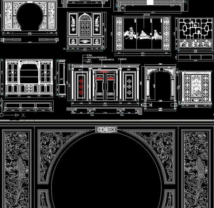 classical Chinese style On Portal partition screen Shelf CAD Construction plans Carved carving pattern television Background wallin the Business affairs/Design Services, Design Services, Design Material/Source Files category - from Buy2taobao.com to provide professional Taobao agent buy service