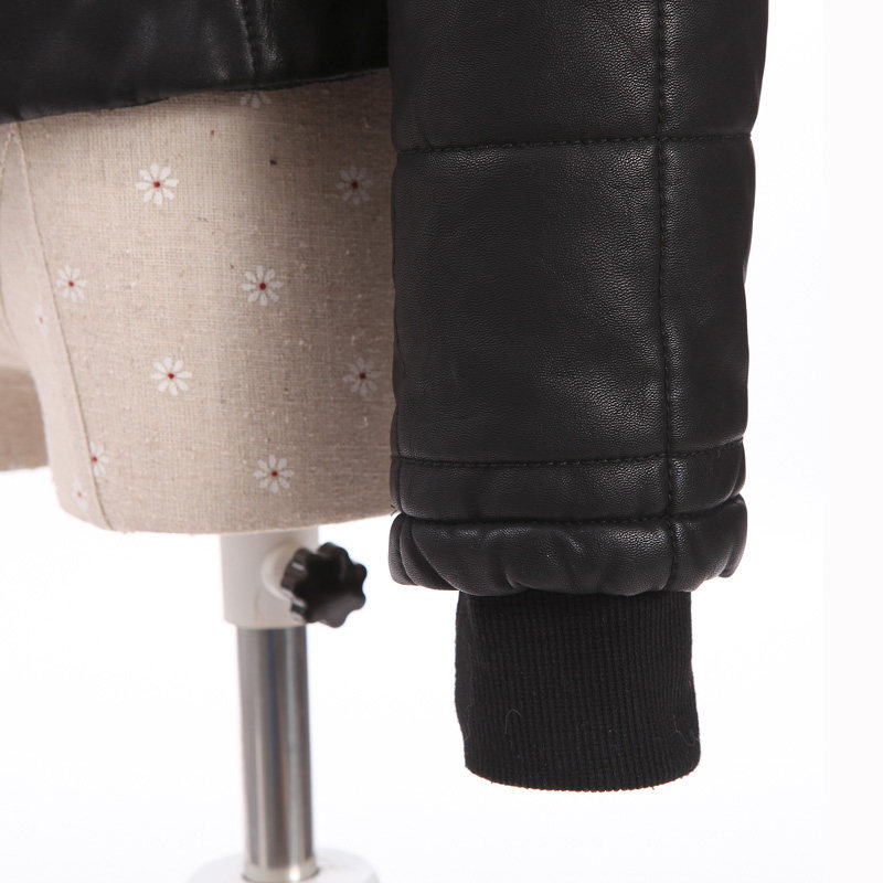 正品机车皮衣pu皮<em>棉服</em>短款<em>女式皮棉袄</em>修身皮