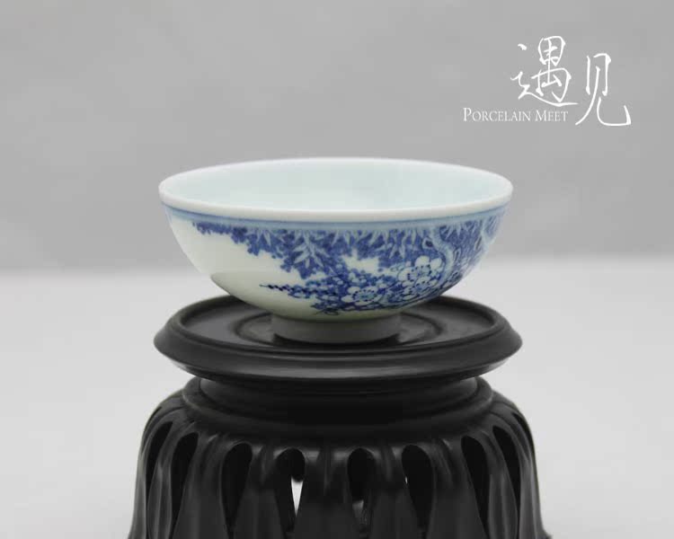 【遇见】景德镇 手尚功夫 手绘青花浅口杯 茶杯