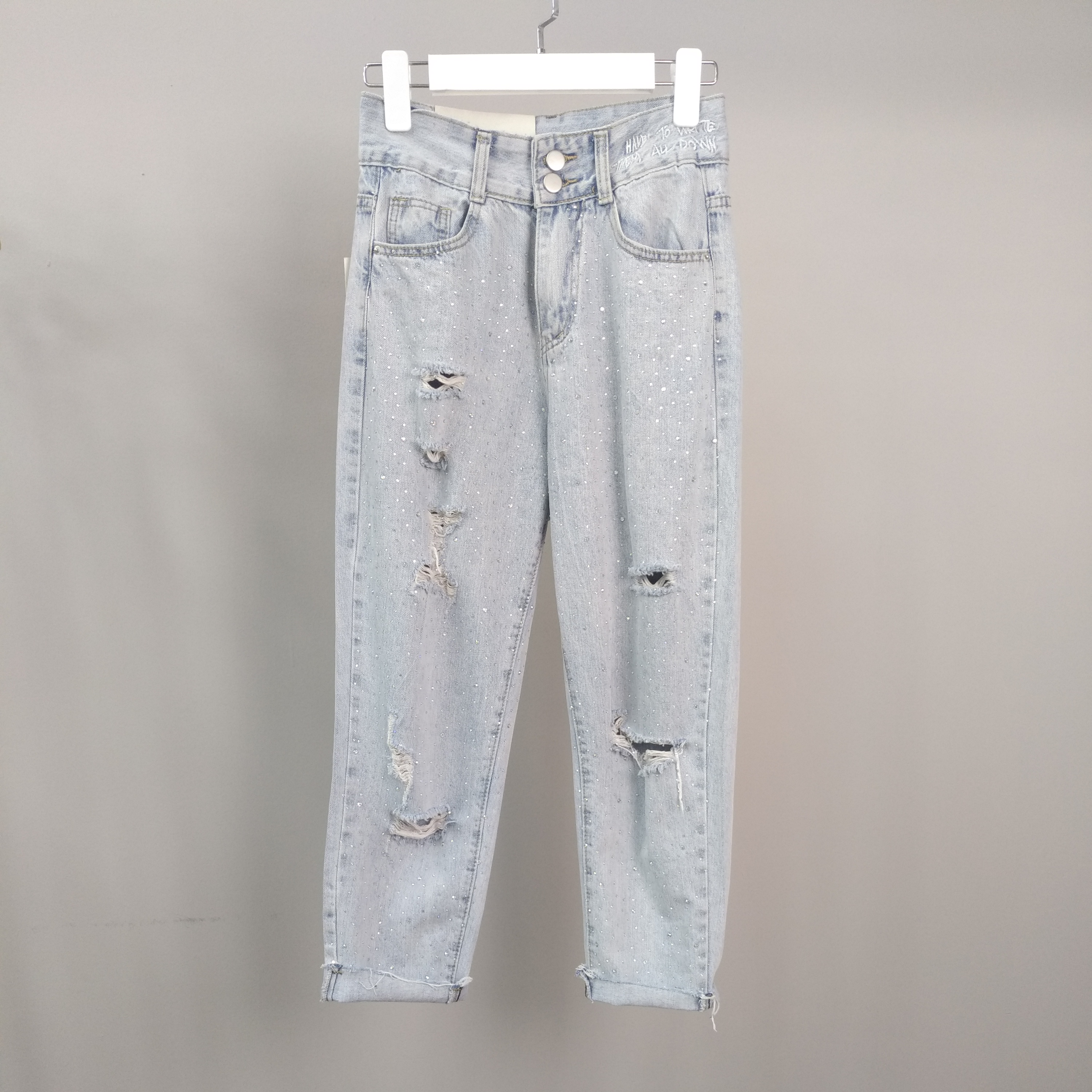 2019 summer new pattern high temperature Acrylic hole Jeansin the Women's clothing/Boutique , Jeans category - from Buy2taobao.com to provide professional Taobao agent buy service