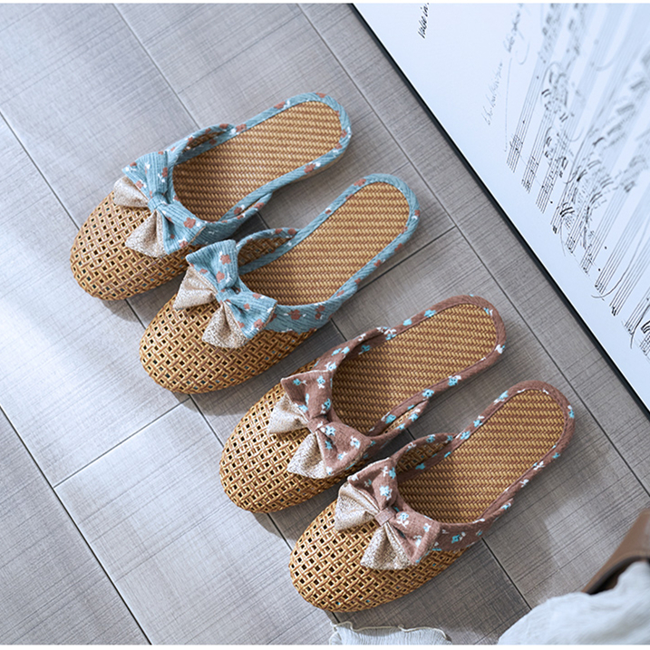 Cosport Spring and summer lady lovely bow Bedroom naito slipper non-slip Baotou Straw mat slipperin the Home Daily , Shoes Accessories , Home shoes category - from Buy2taobao.com to provide professional Taobao agent buy service