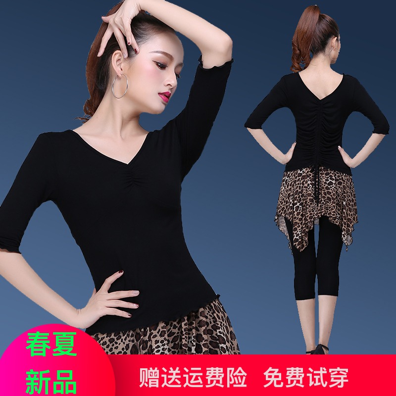 新款成人拉丁舞训练功服上衣2019女舞蹈中袖服装形体国标摩登舞|msdalam kategori sukan/Yoga/kecergasan/bekalan peminat, Dance/Aerobik/Gymnastics, tarian Latin, Baju Tarian Latin - dari Buy2taobao.com untuk memberikan perkhidmatan ejen Taobao profesional membeli