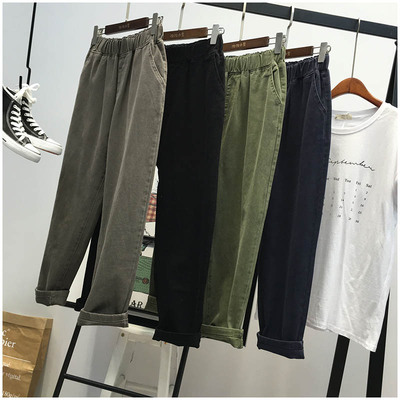 包邮 春夏季新款百搭时尚直筒裤高腰休闲裤长裤子女潮47069