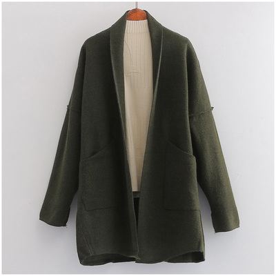 【1.7斤】秋冬季新品中长款开衫纯色长袖针织衫外套女62601