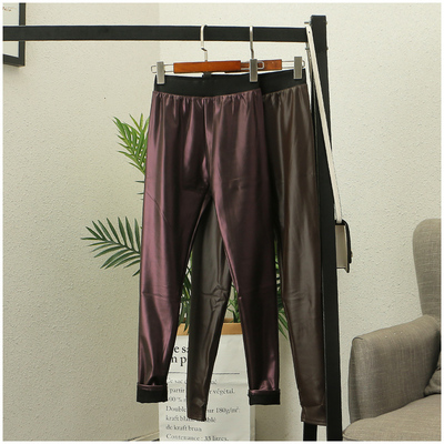 淘淘衣裳 秋季修身打底裤加绒小脚中腰PU皮裤女潮22656