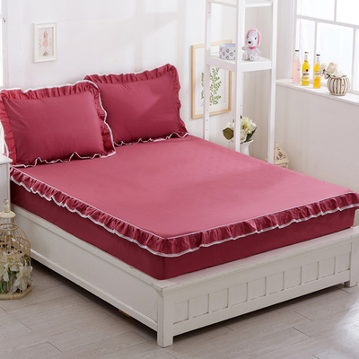 纯棉花边床笠单件全棉床罩防滑床套盖席梦思棕垫保护套1.5米1.8m