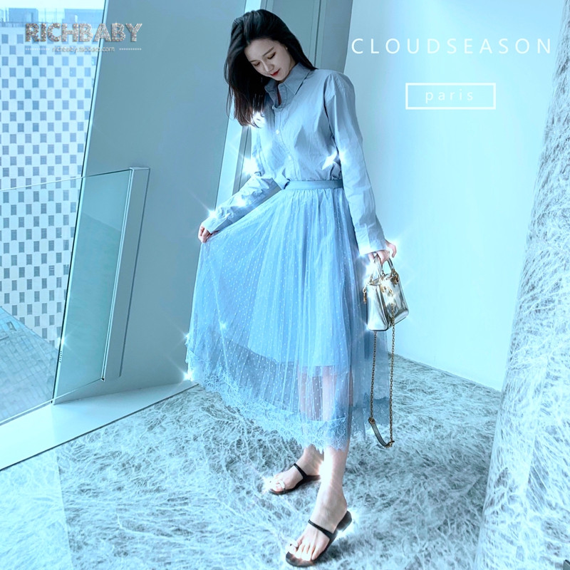 Cloud Season 2019春夏新款雾霾蓝纱裙 2019夏季新款|msdalam kategori Butik wanita / wanita, skirt - dari Buy2taobao.com untuk memberikan perkhidmatan ejen Taobao profesional membeli