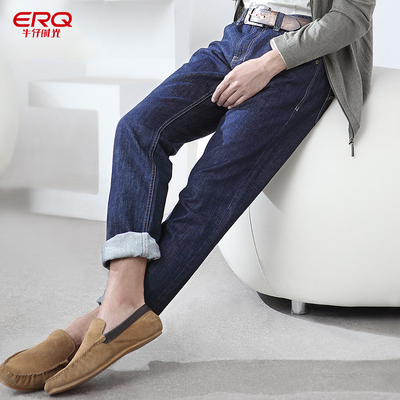 ERQ黑牡丹秋牛仔裤男士直筒裤子大码宽松青年长裤商务休闲裤养牛