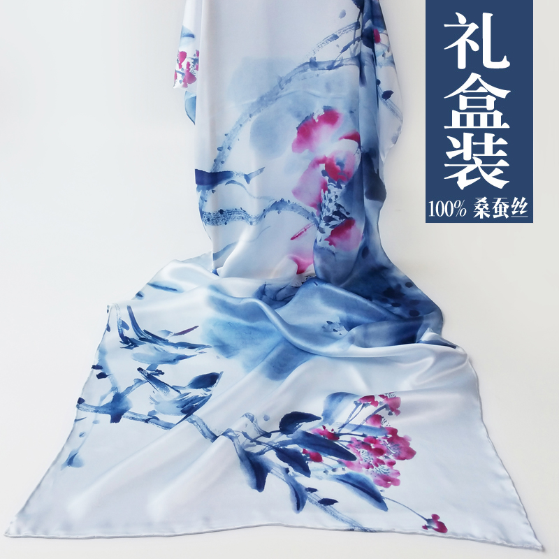 中国风水墨画高档缎面真丝丝巾100%桑蚕丝围巾披肩杭州丝绸送老外在类目 服饰配件/皮带/帽子/围巾, 围巾/丝巾/披肩中 - 来自Buy2taobao.com提供专业的淘宝代购服务