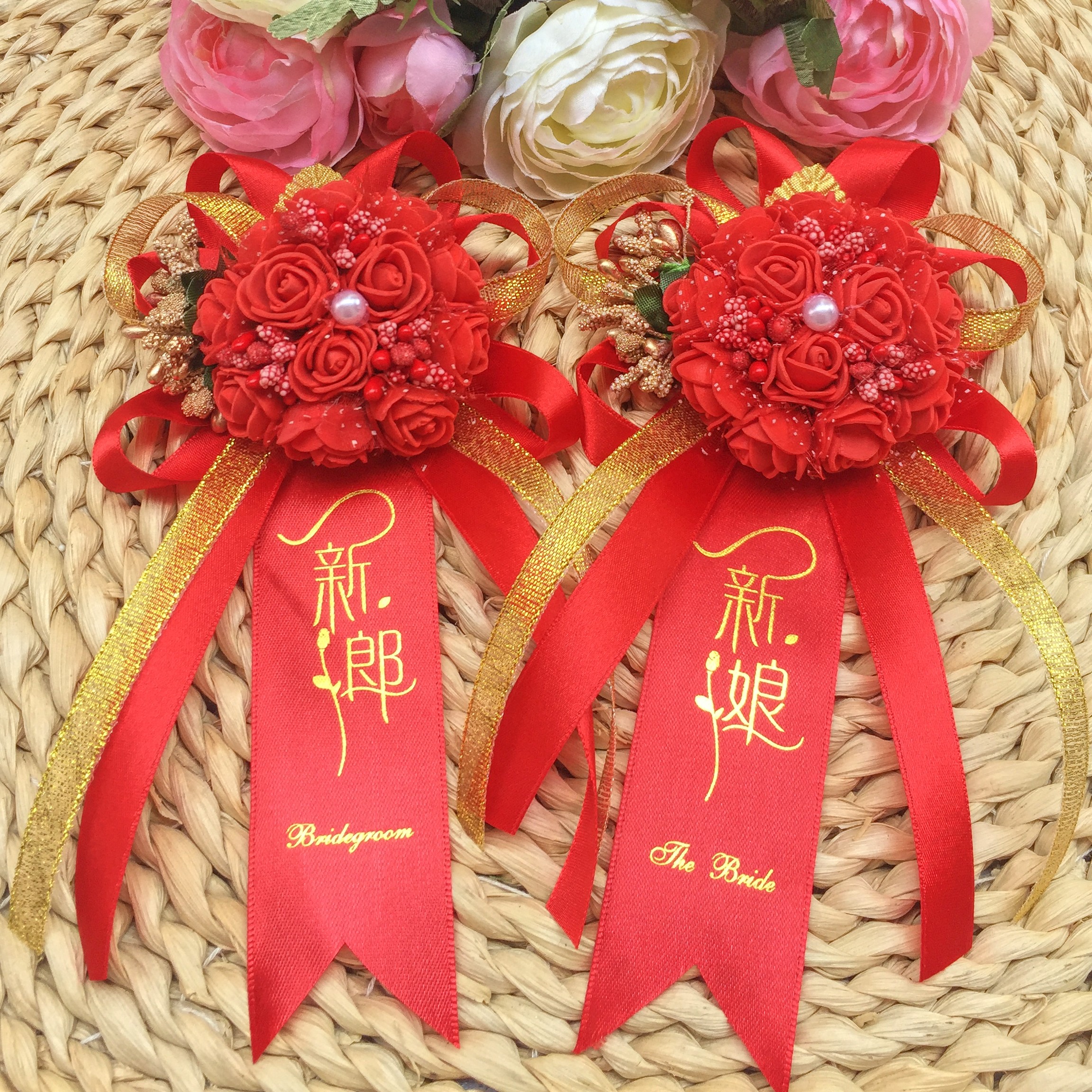 婚慶新郎新娘高檔胸花婚禮新婚唯美韓式歐式創意大紅花結婚襟花在類目 節慶用品/禮品, 婚慶佈景/道具, 胸花中 - 來自Buy2taobao.com提供專業的淘寶代購服務