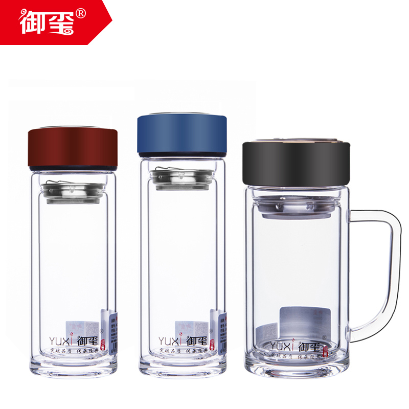 Yu Xi glass business affairs Crystal Cup Transparent Tea glass double-deck Insulation tape Handle Office Cup customized LOGOin the Tableware , Cup/Cups/Kettle , Glass category - from Buy2taobao.com to provide professional Taobao agent buy service