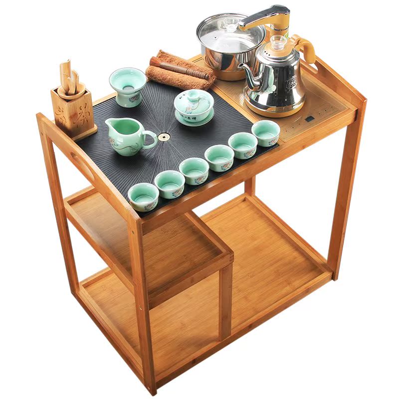 美茶台移动茶车家用简约竹茶盘小电磁炉一体自动上水茶海茶具套装|msdalam kategori pinggan mangkuk, set teh, dulang teh - dari Buy2taobao.com untuk memberikan perkhidmatan ejen Taobao profesional membeli