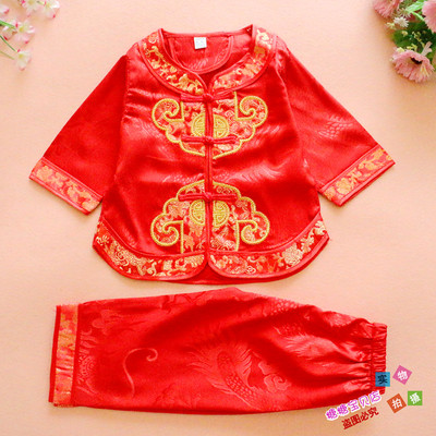 包邮新款大小男女童周岁送礼宝宝唐装夏装儿童民族风中式生日礼服