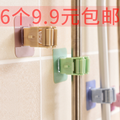 卫生间粘壁式拖把夹卡座挂钩强力免打孔粘胶家用拖把架无痕扫把架