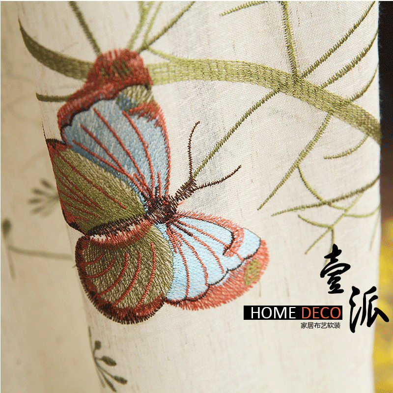 美式乡村简约现代客厅卧室飘窗蝴蝶刺绣花棉麻遮光窗帘成品定制|msdalam kategori rumah Fabrik, Langsir dan aksesori langsir, langsir yang ditempah khas - dari Buy2taobao.com untuk memberikan perkhidmatan ejen Taobao profesional membeli
