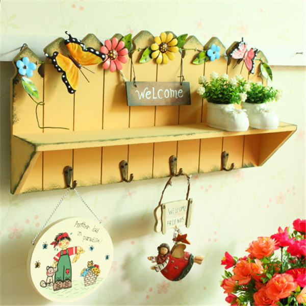 Korean originality Countryside woodiness Shelf Laminate Wall hooks Decorative hooks butterfly Wall decoration key pylonsin the Home accessories , Decorative hooks category - from Buy2taobao.com to provide professional Taobao agent buy service