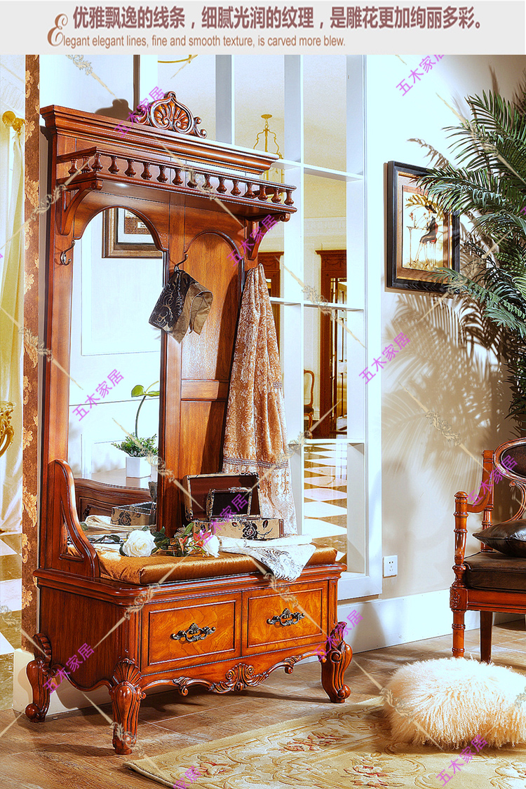 goods in stock American style Solid wood furniture Vestibular Ark Locker partition Hall cabinet mirror Shoe porch Between the Cabinet Officein the Residential furniture , Furniture , Furniture hall , Entrance station+Hall cabinet+Coat Rack category - from Buy2taobao.com to provide professional Taobao agent buy service