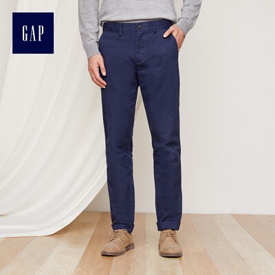 Gap男装弹力修身休闲裤春秋189912 W E 工装卡其裤男士潮流裤子