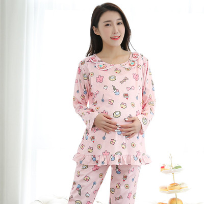 月子服纯棉春夏季产妇哺乳衣产后喂奶睡衣夏天孕妇产后家居服套装