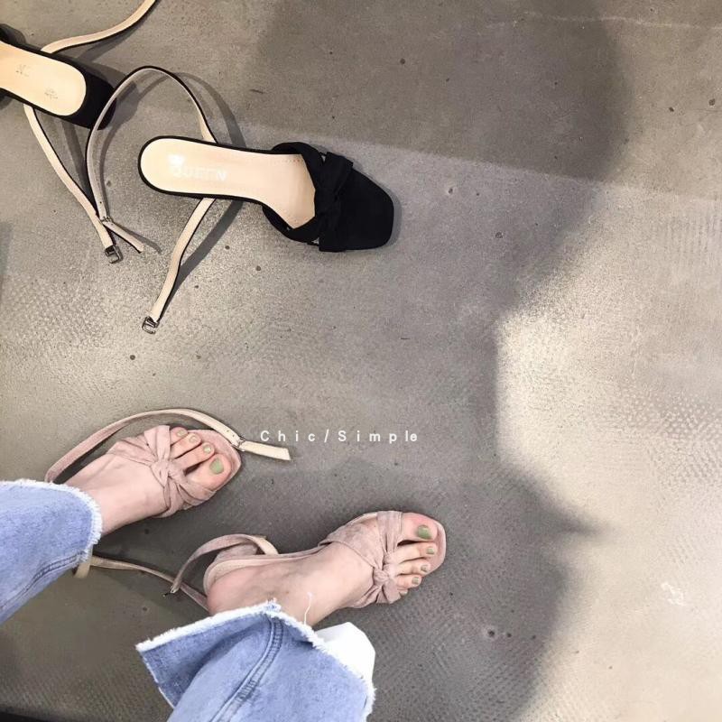 Chic Oni2019/ss the republic of korea| ins recommend Single product Retro bow Hollow With crude Sandalsin the Women's Shoes, Boots category - from Buy2taobao.com to provide professional Taobao agent buy service