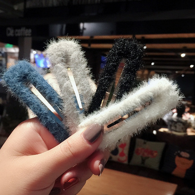 ins网红 毛绒发夹 气质百搭彩色发卡 韩国东大门发饰新款网红BB夹