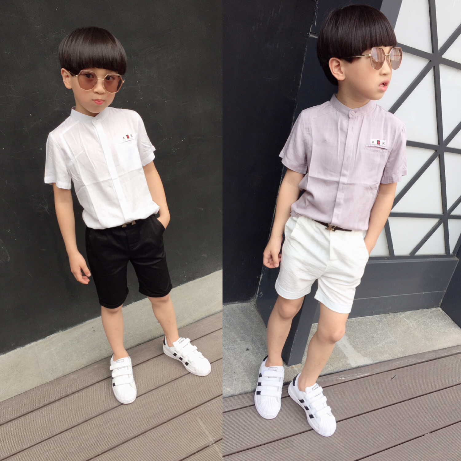 童装2019夏季男童短袖衬衫中大童短袖立领衬衣白色上衣儿童衬衫|ruв категории Детская одежда, рубашка - от Buy2taobao.com для оказания профессиональной услуги покупки агента Taobao