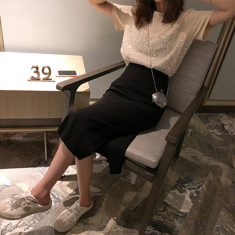 纯色高腰半身裙女2019新款夏一步裙中长款开叉显瘦百搭包臀裙子在类目 女装/女士精品, 半身裙中 - 来自Buy2taobao.com提供专业的淘宝代购服务