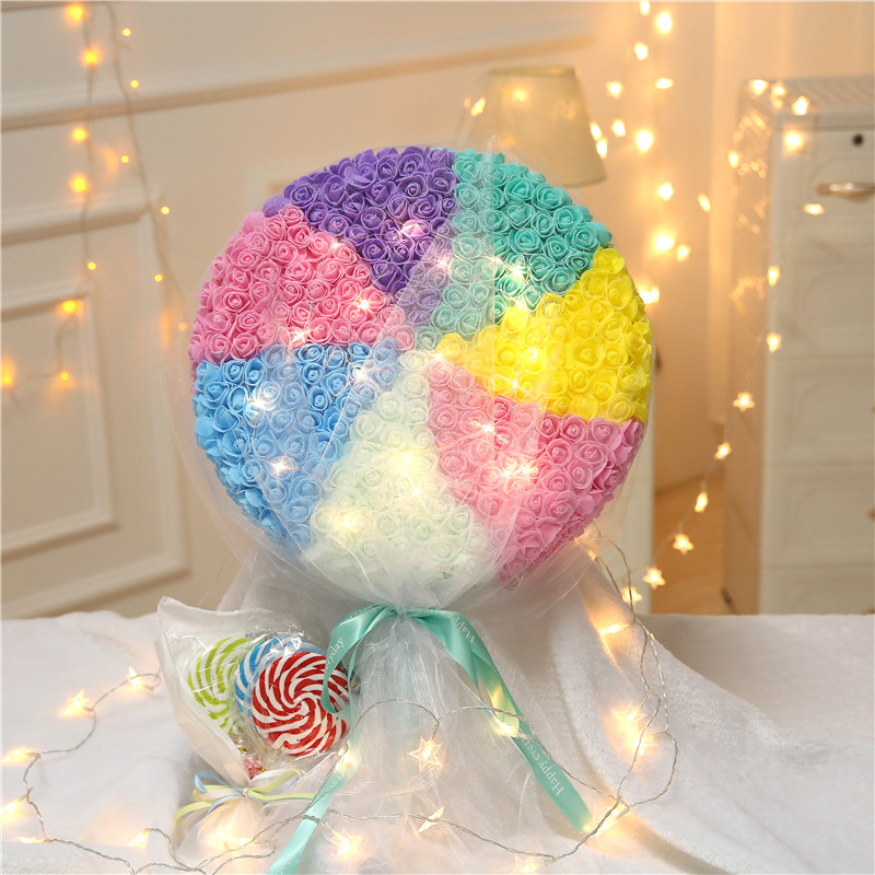 Valentine's Day Rainbow Lollipop Bouquet of flowers Gift box birthday Pleasantly surprised romantic gift To send his girlfriend girlfriendsin the Festive supplies/Gift , Other Festival Gifts category - from Buy2taobao.com to provide professional Taobao agent buy service
