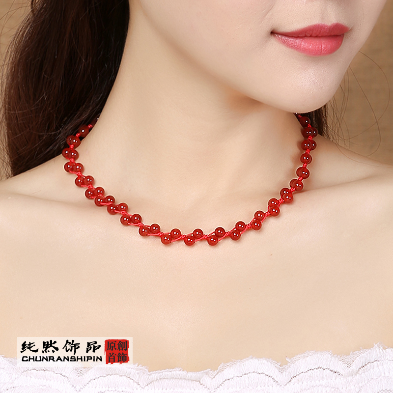 纯然饰品天然红玛瑙时尚项链女手工编织配饰民族风简约百搭配绳在类目 饰品/流行首饰/时尚饰品新, 项链中 - 来自Buy2taobao.com提供专业的淘宝代购服务