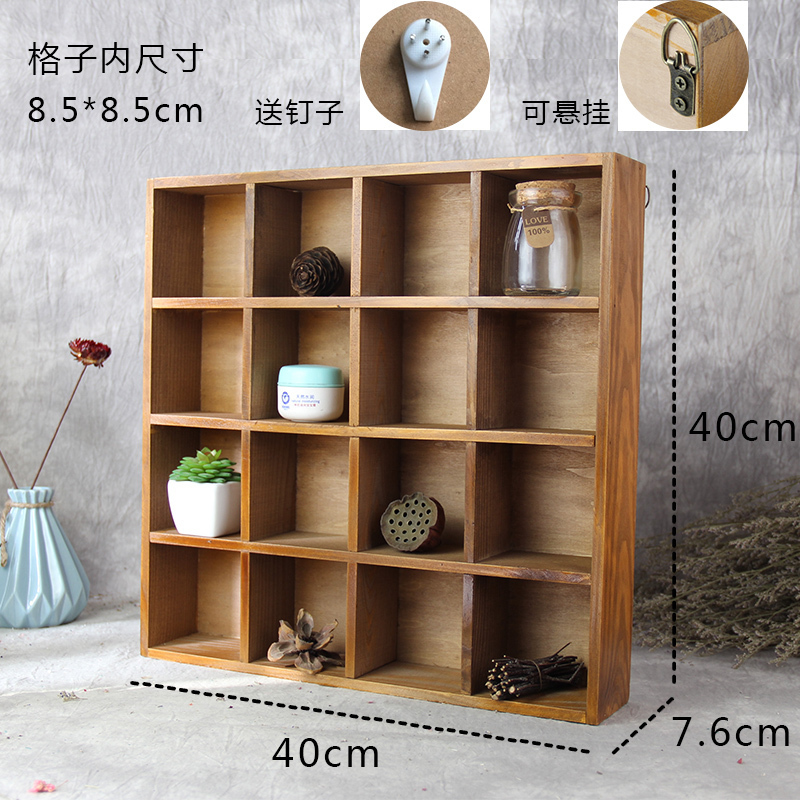 乡村复古做旧收纳格子十六格收纳展示柜可悬挂墙面装饰品创意挂饰在类目 家居饰品, 壁饰中 - 来自Buy2taobao.com提供专业的淘宝代购服务