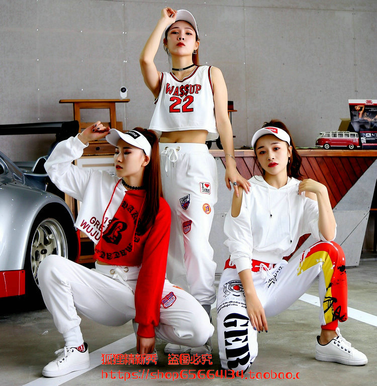 学生hiphop跳舞露脐运动套装女现代爵士舞练功服夏季宽松演出套装|ruв категории Женская одежда, костюм/национальная одежда/театр костюм, национальная одежда/этап погрузки - от Buy2taobao.com для оказания профессиональной услуги покупки агента Taobao