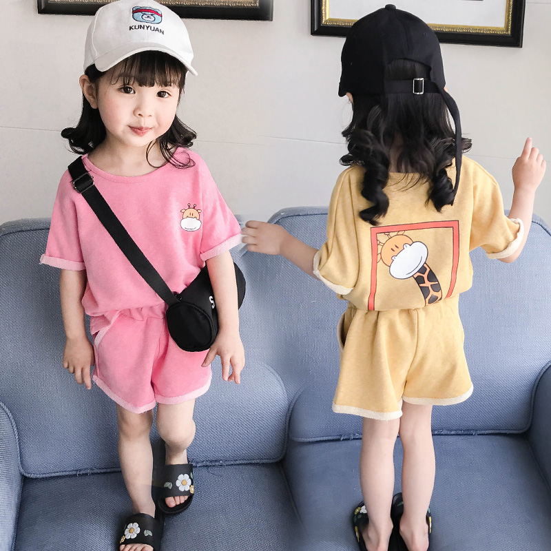 儿童套装夏季薄款女宝宝后背长劲鹿短袖短裤两件套洋气纯棉女童装|ruв категории Детская одежда, костюм - от Buy2taobao.com для оказания профессиональной услуги покупки агента Taobao