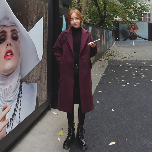 Autumn and winter Claret Fur overcoat Mid length version Autumn and winter Easy Off the shoulder Woollen cloth coatin the Women's clothing/Boutique , Woolen jacket category - from Buy2taobao.com to provide professional Taobao agent buy service