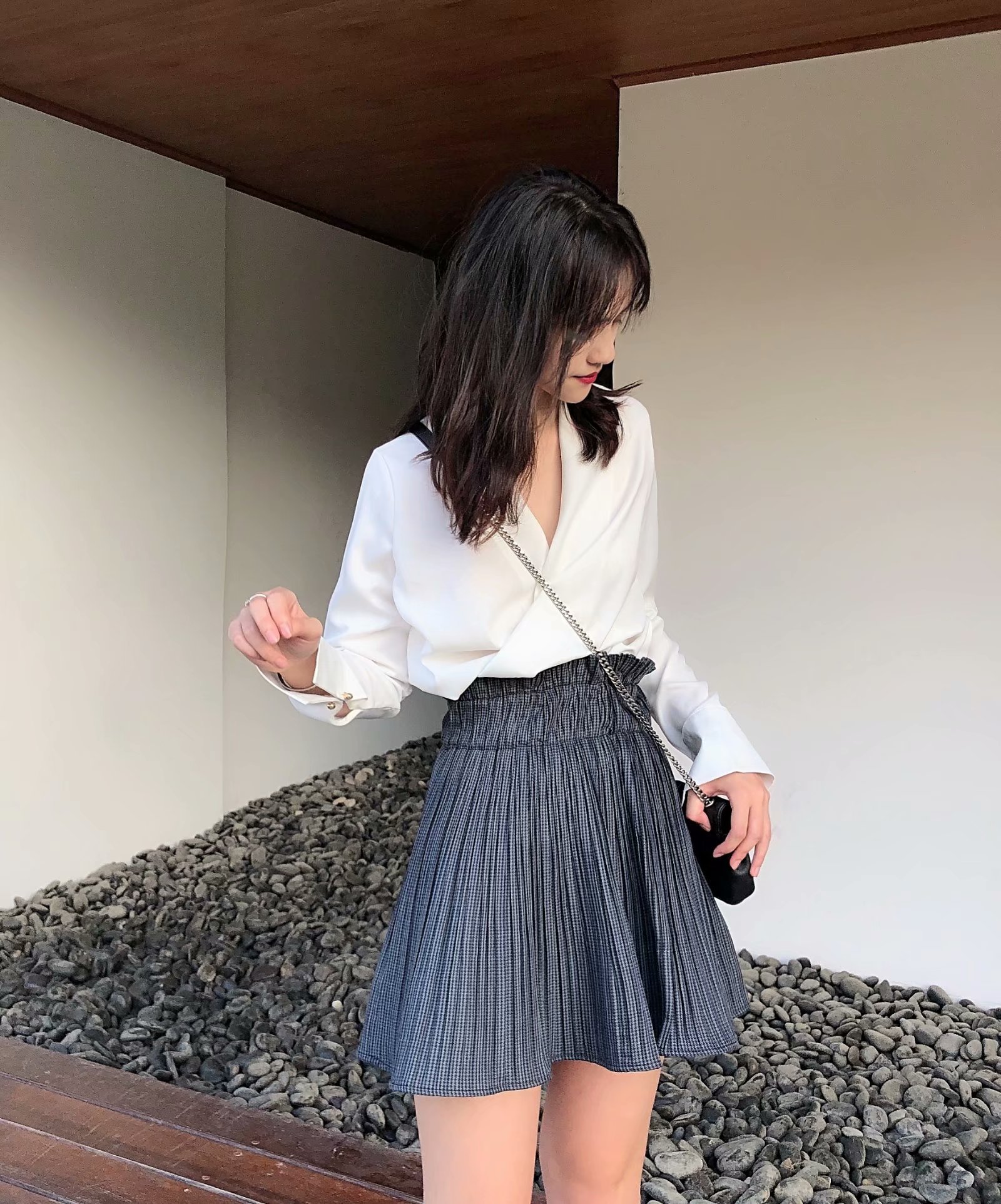 Doodle in Europe and America 2018 Autumn new pattern All-match fashion Solid Pleated Paige lattice Short skirtin the Women's clothing/Boutique , Skirts category - from Buy2taobao.com to provide professional Taobao agent buy service
