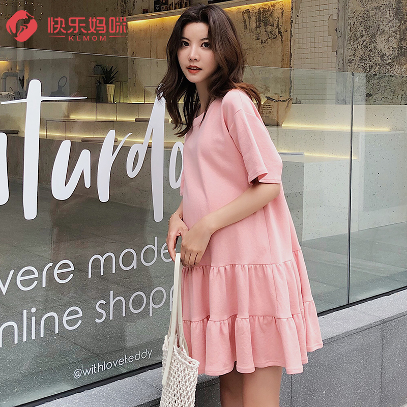 孕妇连衣裙夏装2019新款时尚款潮妈韩版宽松纯棉短袖上衣夏天裙子|msdalam kategori Bekalan Ibu / Ibu / Pemakanan, bersalin, pakaian - dari Buy2taobao.com untuk memberikan perkhidmatan ejen Taobao profesional membeli