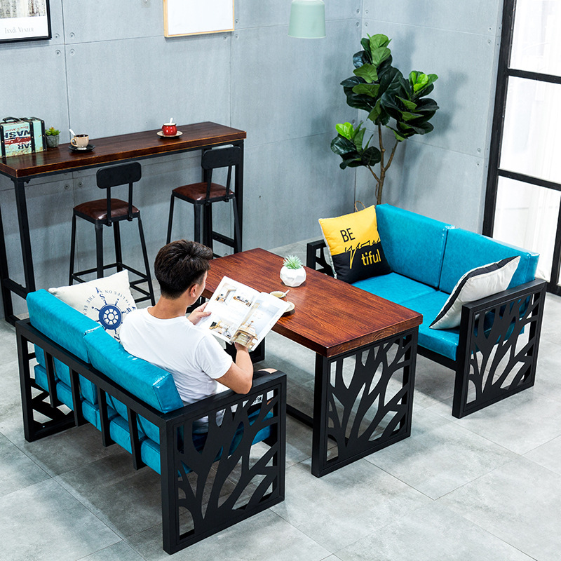 工业风双人卡座沙发 艺咖啡厅奶茶店桌椅酒吧铁艺餐厅沙发组合在类目 住宅家具, 设计师家具(NEW), 沙发中 - 来自Buy2taobao.com提供专业的淘宝代购服务