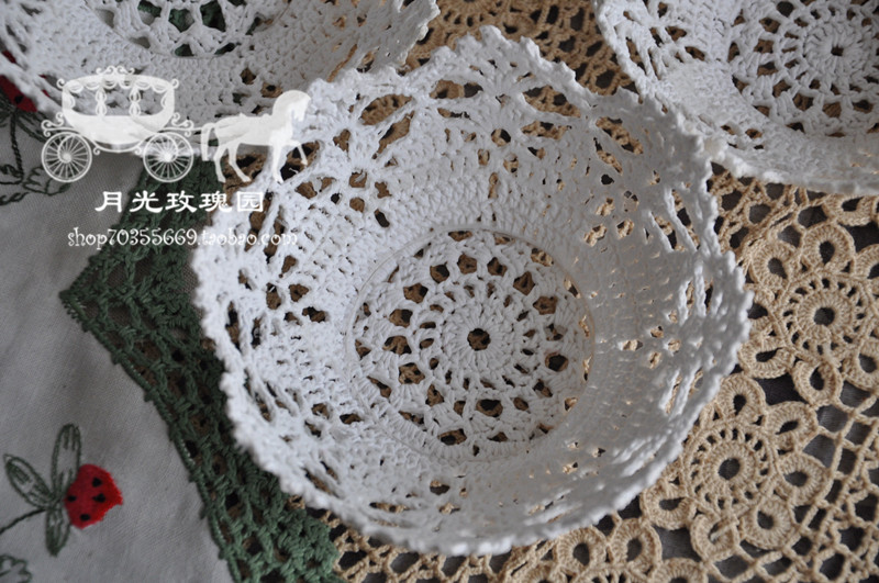 玫瑰園3月【特惠】--出口英國*白色純棉手工鈎花果盤直徑約11厘米在類目 餐飲具, 餐具, 果盆/果盤/果籃中 - 來自Buy2taobao.com提供專業的淘寶代購服務