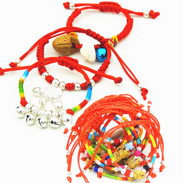 Manual preparation children baby Exorcise evil spirits Transport Red string bracelet Anklet silvery Safe lock Small bell Braceletin the Accessories/Fashion Jewelry, Bracelets category - from Buy2taobao.com to provide professional Taobao agent buy service
