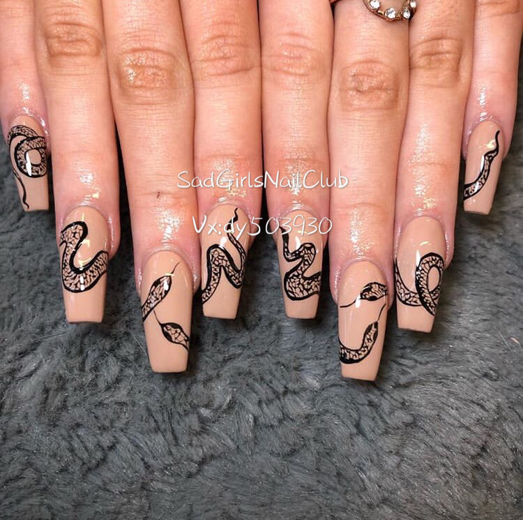 SadGirlsNailClub/欧美ins蛇彩绘美甲甲片 手工定制|ruв категории Косметика, лак для ногтей/гвоздь продуктов (новый), ногти макияж - от Buy2taobao.com для оказания профессиональной услуги покупки агента Taobao