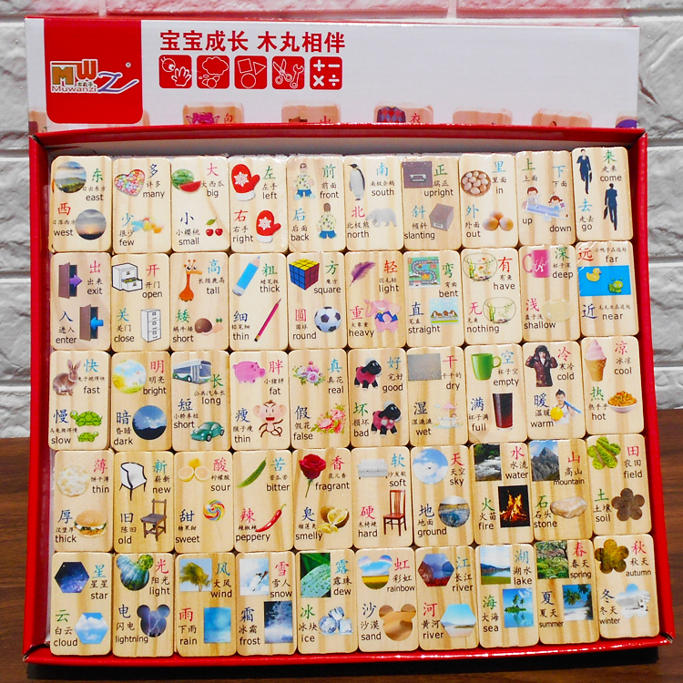 智力開發木制兒童早教玩具幼兒園學生100片識漢字反義詞多米諾牌在類目 玩具/童車/益智/積木/模型, 積木, 多米諾骨牌中 - 來自Buy2taobao.com提供專業的淘寶代購服務