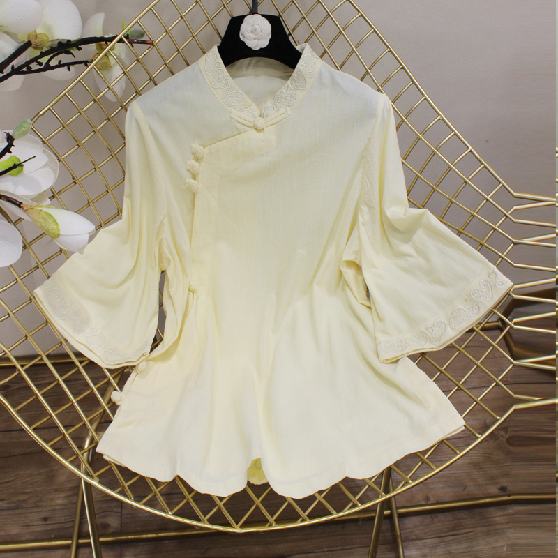 2019夏季棉麻料复古衬衫宽松苎麻中国民族风女装亚麻上衣改良汉服|ruв категории Женская одежда, костюм/национальная одежда/театр костюм, костюм/китайский стиль одежды, пальто - от Buy2taobao.com для оказания профессиональной услуги покупки агента Taobao