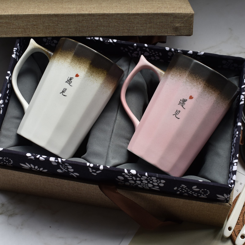 Couple Cups Couples Cup Gift box packaging Mug a pair Ceramic cup originality Trend Lovers money Korean Edition Water cupin the Tableware , Cup/Cups/Kettle , Mug category - from Buy2taobao.com to provide professional Taobao agent buy service