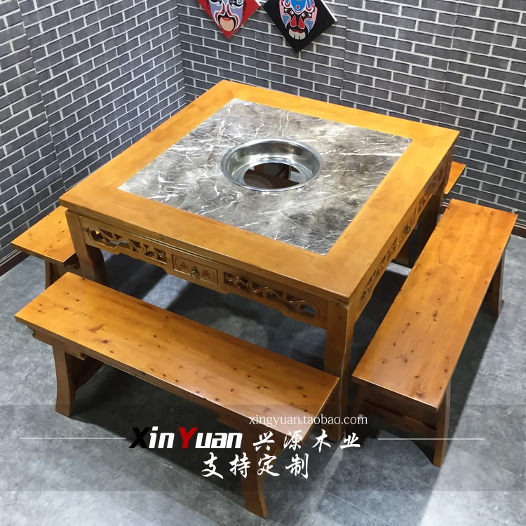 复古实木火锅桌大理石桌椅组合电磁炉火锅桌复古小龙坎火锅桌定制在类目 商业/办公家具, 餐饮/烘焙家具, 火锅桌中 - 来自Buy2taobao.com提供专业的淘宝代购服务