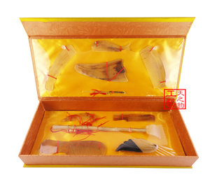  福州传统特色工艺礼品礼盒 纯天然保健牛|羊角梳 手工打磨 10件装
