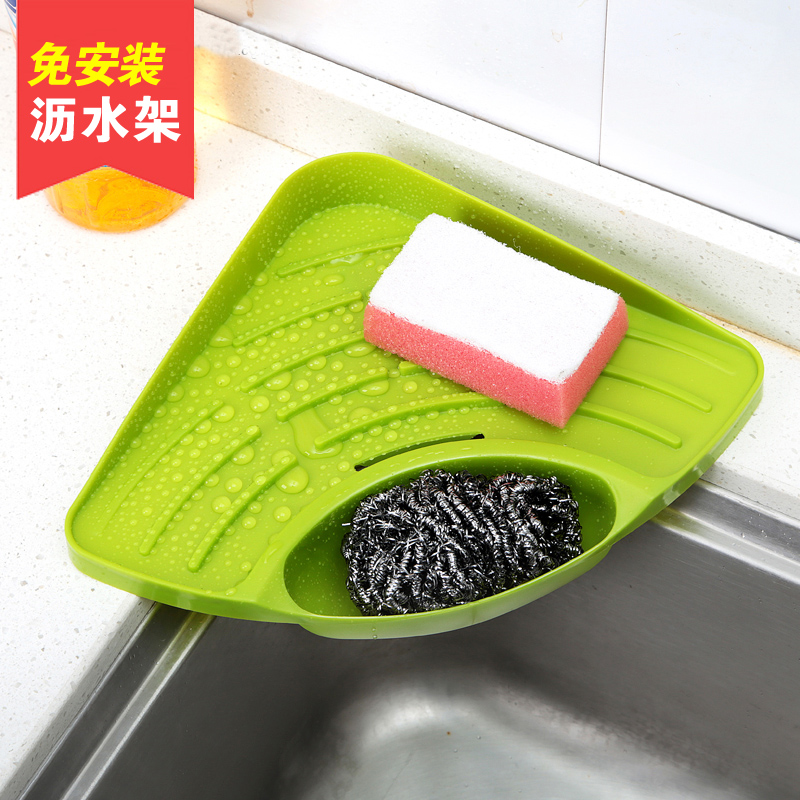 2只三角形厨房置物架水槽沥水架加厚塑料收纳架沥水篮整理架挂篮|ruв категории награду материалов, кухня, раковина аксессуары, осушение корзины - от Buy2taobao.com для оказания профессиональной услуги покупки агента Taobao
