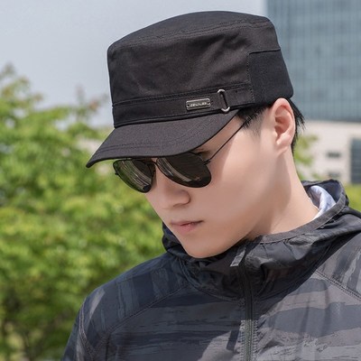 帽子男士秋冬天军帽韩版潮封口保暖帽休闲平顶帽女户外防寒鸭舌帽