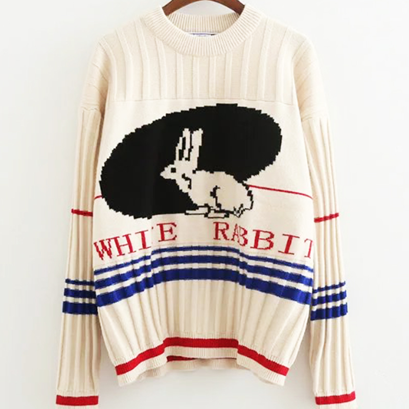Playful Ruanmian childhood memory White Rabbit Creamy Candy Hang Article sweater Easy Versatile Sweater goods in stock Soft sisterin the Women's clothing/Boutique , Sweaters category - from Buy2taobao.com to provide professional Taobao agent buy service