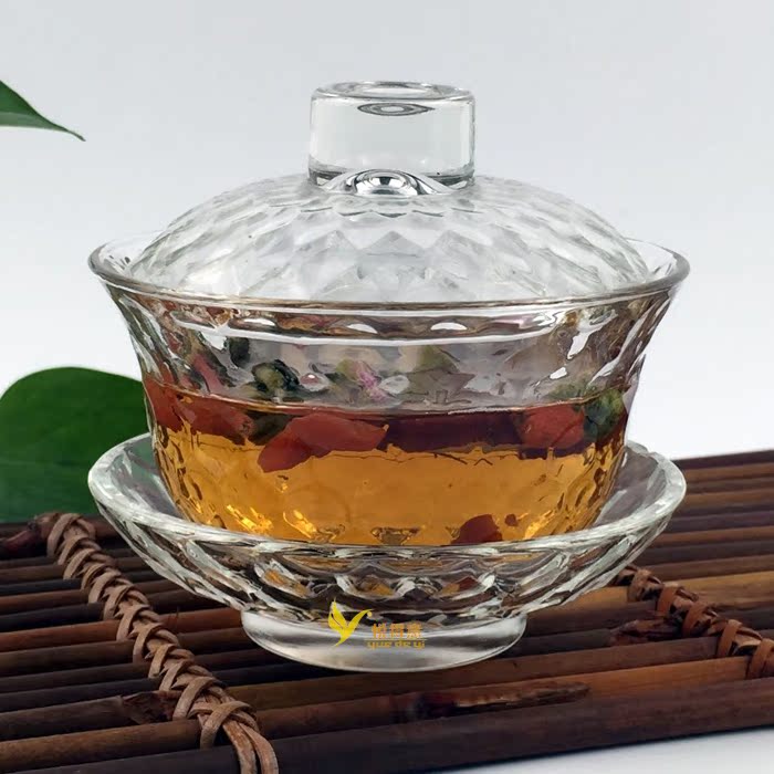 透明耐热水晶玻璃锤目纹盖碗茶备功夫茶具泡茶碗三才碗敬茶壶茶杯|ruв категории посуда, чайный сервиз, супник - от Buy2taobao.com для оказания профессиональной услуги покупки агента Taobao