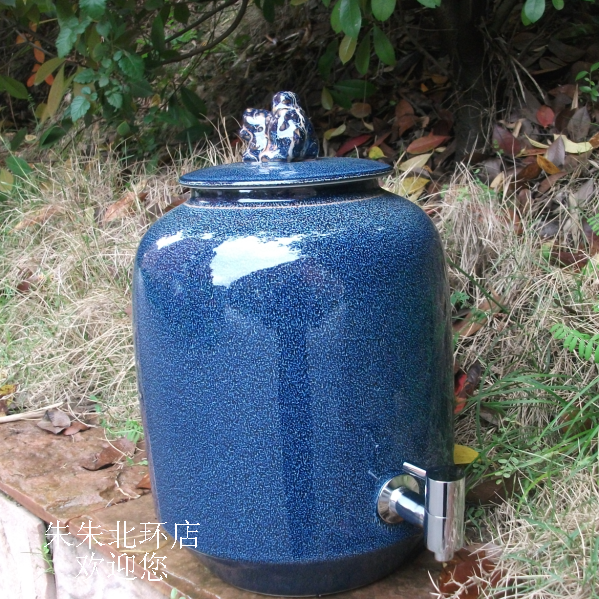 10斤20斤30斤装陶瓷酒坛瓶子油米桶酒缸宝石蓝色带龙头泡凉茶水缸在类目 餐饮具, 酒壶/酒杯/酒具, 家用酒壶中 - 来自Buy2taobao.com提供专业的淘宝代购服务
